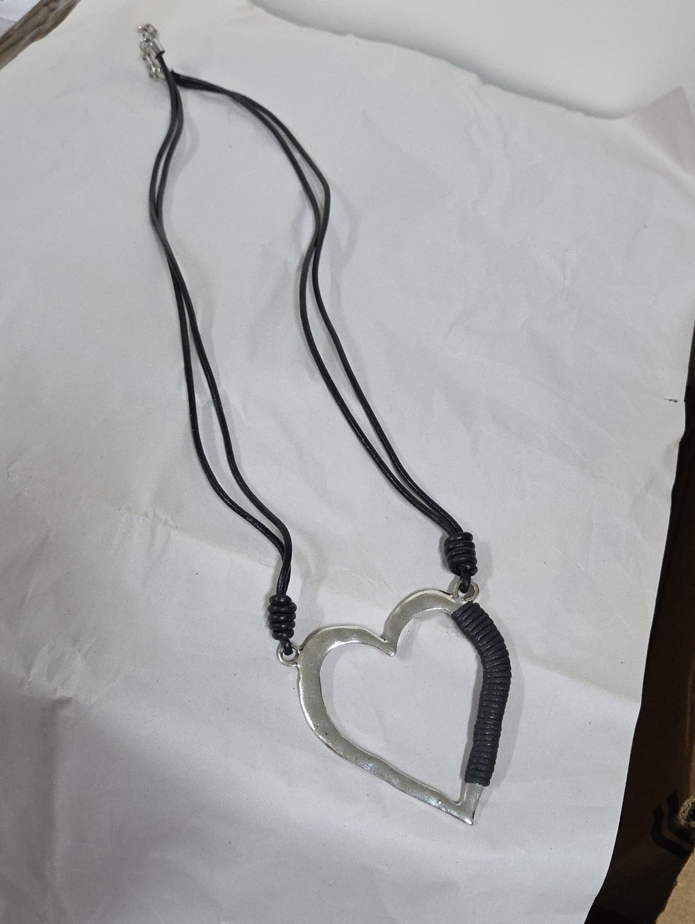 Heart Pendant Necklace in Black and Silver - Women's Jewelry